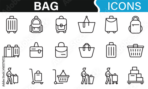 Shopping Cart and Bag Icons Set for E-Commerce and Retail