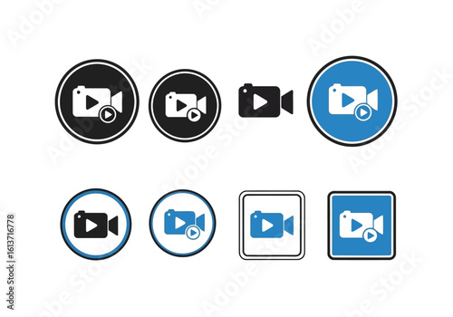Vector art of collection of video camera icons in various styles