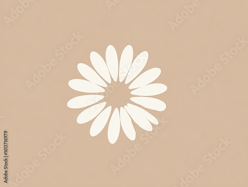 Simple white flower design on beige background