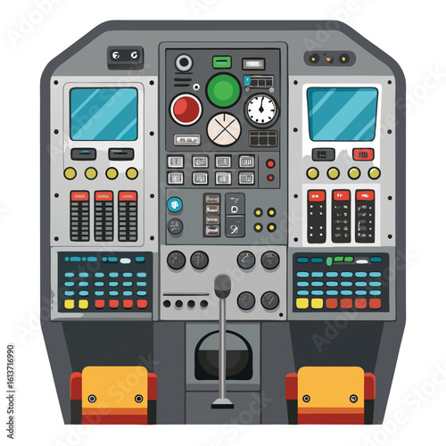 airplane cabin controls on white background