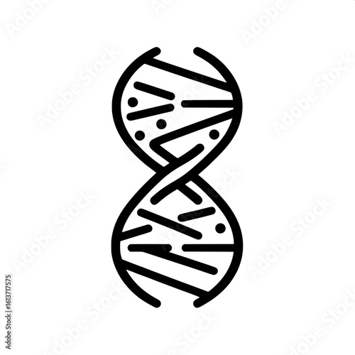 DNA Double Helix SVG | Molecular Biology Line Art in Black & White
