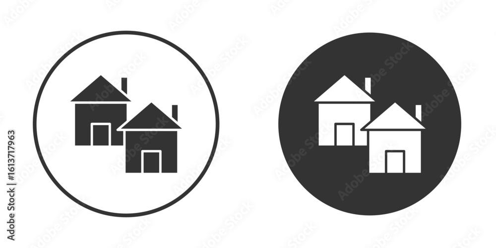 Fototapeta premium Neighborhood icon in solid black flat shape glyph icons.