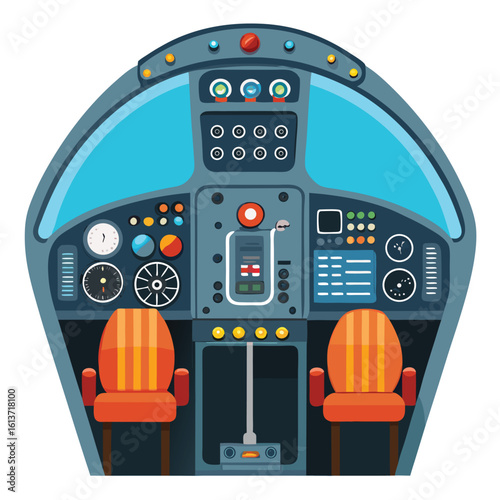 airplane cockpit on white background