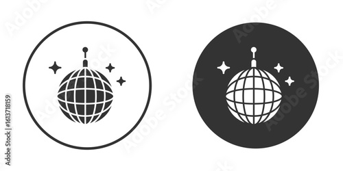 Mirror ball icon in solid black flat shape glyph icons.