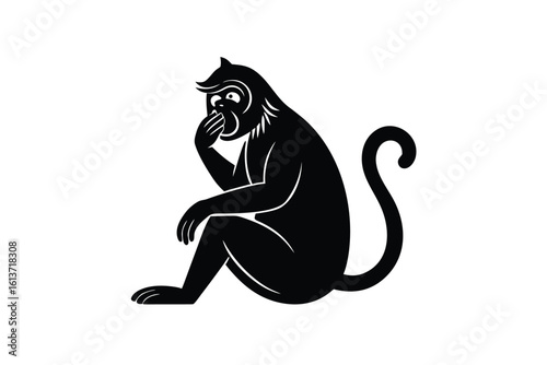 Baboon Slapping Forehead in Despair Alone Sitting and Regretting Something