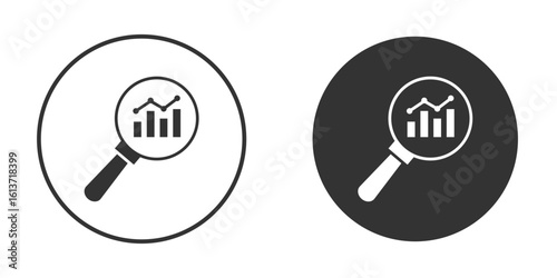 Market research icon in solid black flat shape glyph icons.