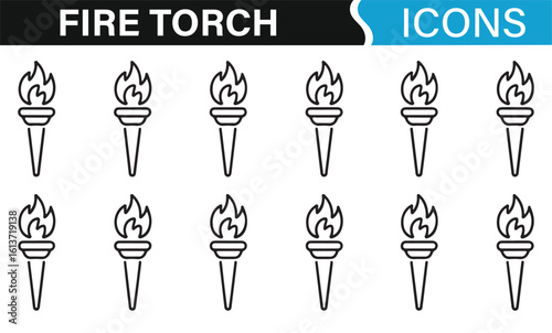 Vector Fire Torch Icons for Digital Design and Websites

