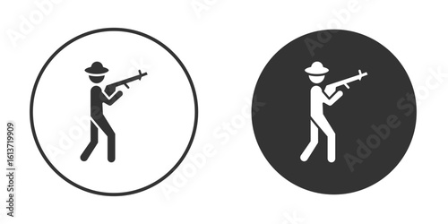 Hunter icon in solid black flat shape glyph icons.