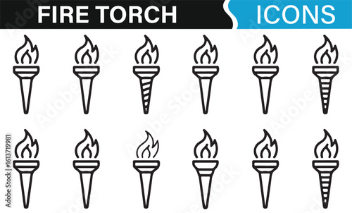 Various Fire Torch Designs and Icons for Modern Use