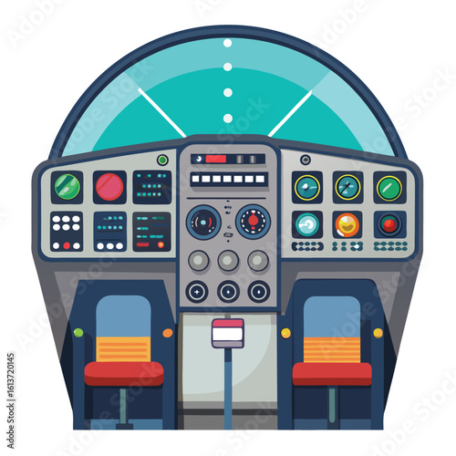 airplane cockpit on white background
