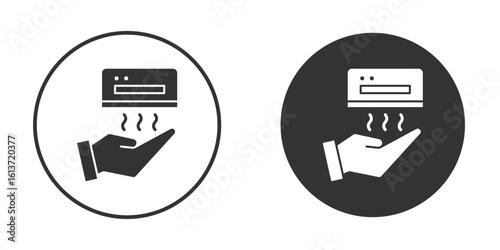 Hand dryer icon in solid black flat shape glyph icons.