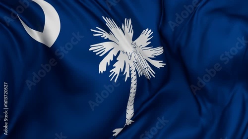 South Carolina US state flag swaying in the wind, looped endless cycled video, completely full screen covers flag background