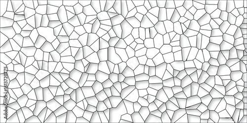 Abstract voronoi diagram pattern design graphic featuring a polygonal cell structure with geometric lines and white background