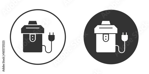 Garbage disposal icon in solid black flat shape glyph icons.