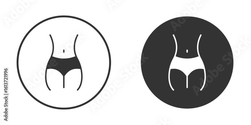 Female hips and waist icon in solid black flat shape glyph icons.