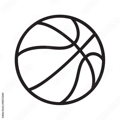 Simple Black and White Basketball Outline Illustration for Sports and Design Projects minimalist black outline