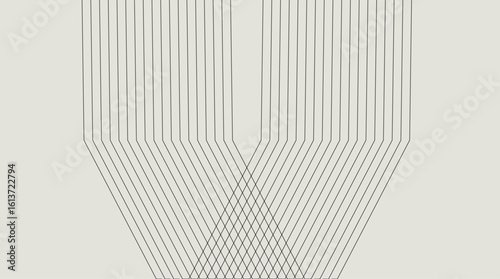 Abstract geometric overlapping line pattern. Symmetrical sharp angle design in black lines for posters, digital layouts, modern branding, sci-fi backgrounds, and graphic accents.
