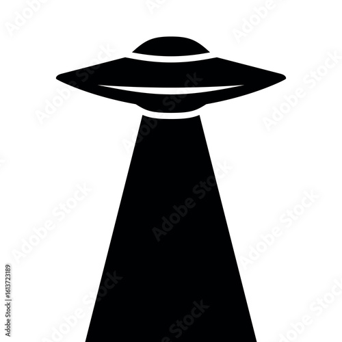 UFO icon. Symbol of fantasy, mysticism or space.Flying saucer, attribute of an alien or extraterrestrial civilization. Spacecraft.