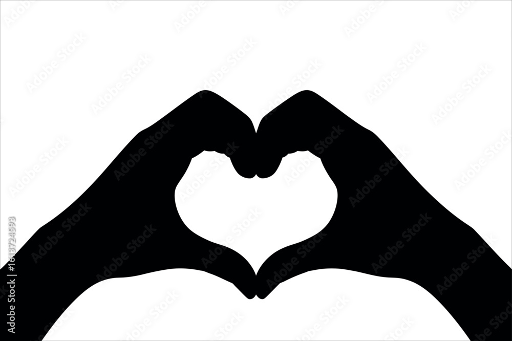 Fototapeta premium Black hands forming heart shape love symbol gesture