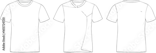 Three simple line drawings of flowing robes or gowns