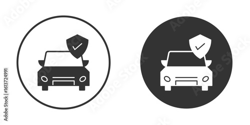 Car insurance icon in solid black flat shape glyph icons.