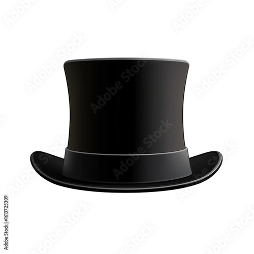 Cylinder black top hat on transparent background. cutout