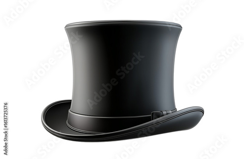 Cylinder black top hat on transparent background. cutout