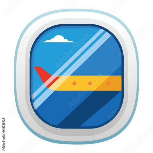 airplane window on white background
