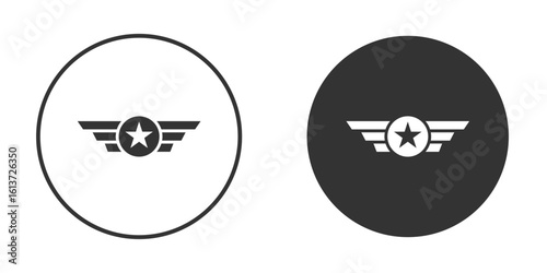 Air force icon in solid black flat shape glyph icons.