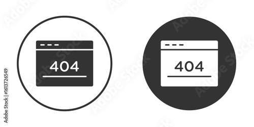 404 Error icon in solid black flat shape glyph icons.