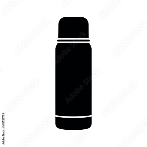 Black thermos flask with white accents beverage container