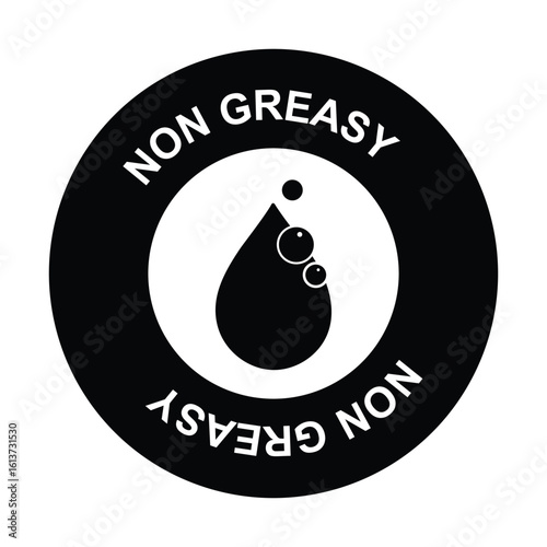 Oil-Free Packaging Icon – No Greasy Symbol Badge Design in Black