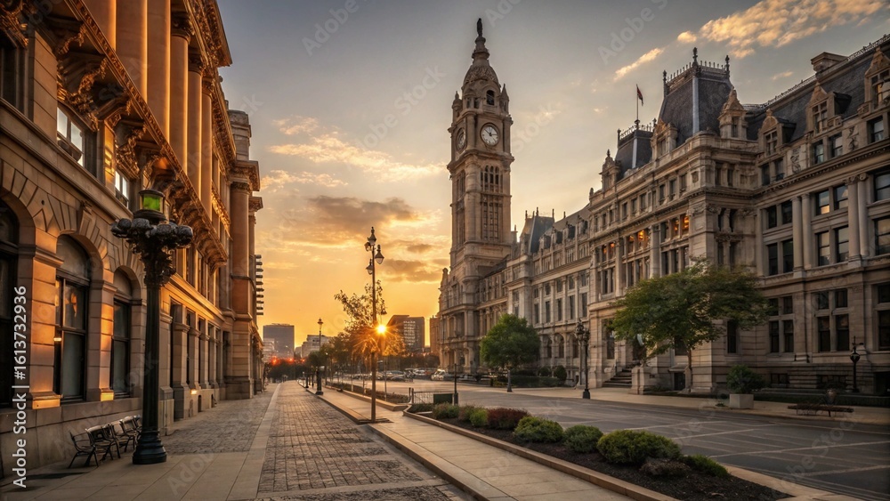 Obraz premium Piazza San Marco in Venice, Italy, features ancient urban architecture, iconic buildings, and the cathedral tower under a vast sky, perfect for travel photography