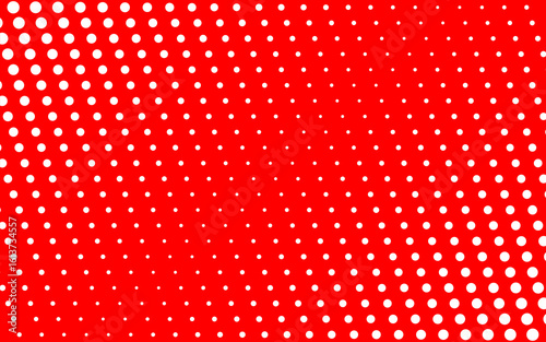 Red Halftone Circle Dot Background, creative red halftone pattern with fading white dots, ideal for pop art, retro designs, and comic-style graphics.