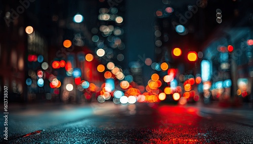 Blurry city lights at night