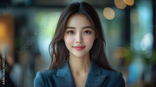 Confident and capable Asian businesswoman showcasing leadership and inspi n