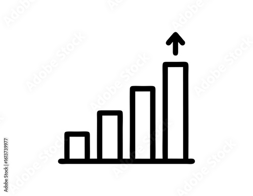 Vector icon of a rising bar chart, monocolor, clean lines