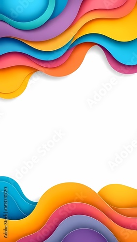 Bright, fun, and colorful, this abstract rainbow background with a round border design is perfect for a festive birthday or holiday celebration card illustration