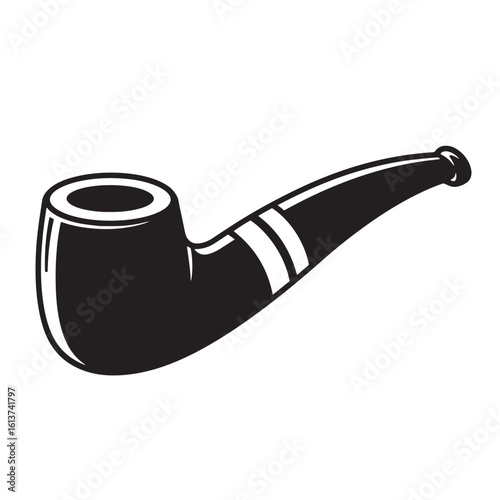 Vector illustration of a classic smoking pipe in simple black and white design