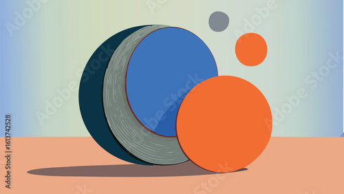 Vibrant flat design vector featuring abstract shapes in blue and orange, perfect for modern branding, digital projects, and dynamic visual storytelling.
