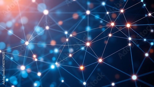 Business connection concept with abstract network lines and glowing nodes.