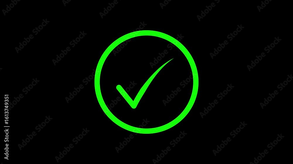 Animated Minimal Circle Check Mark Smooth and Elegant check mark icon animation.tick confirm correct accept select checkbox circle sign symbol.On transparent Background.
Animated Minimal Circle Check Mark Smooth and Elegant check mark icon animation.tick confirm correct accept select checkbox circle sign symbol.On transparent Background.