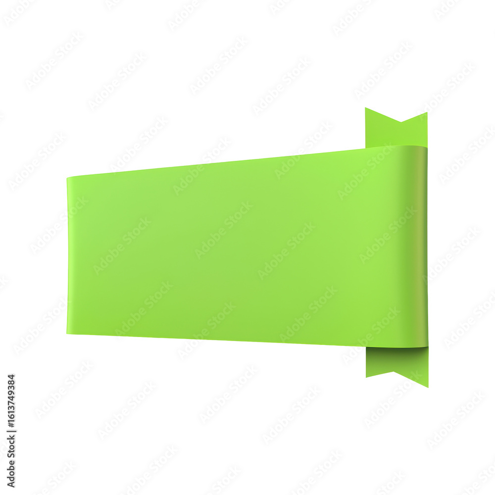 Fototapeta premium Green Ribbon Banner. Decorative Element For Design And Branding Isolated On Transparent Background