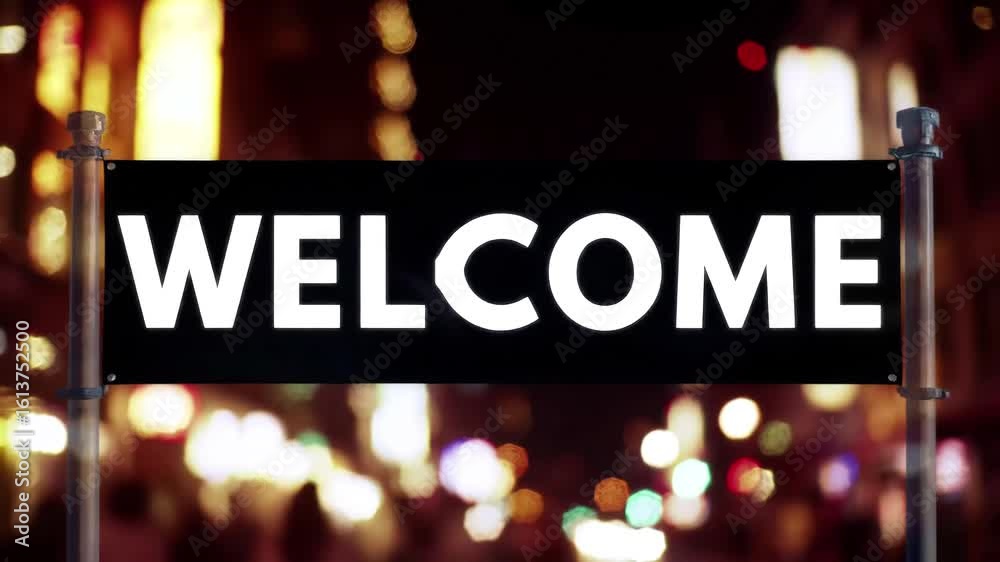 Black banner with white 