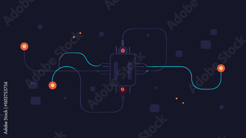 Dark Layout with Glowing Wires