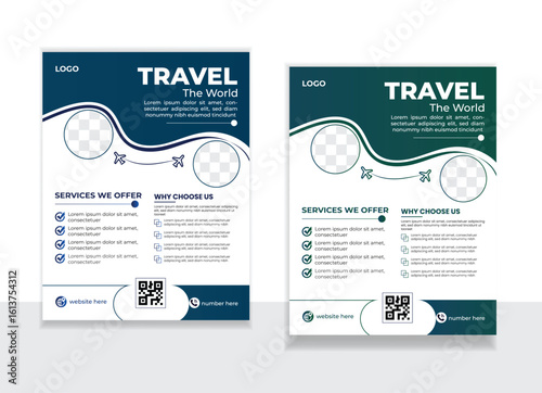 Vector modern travel flyer template design.