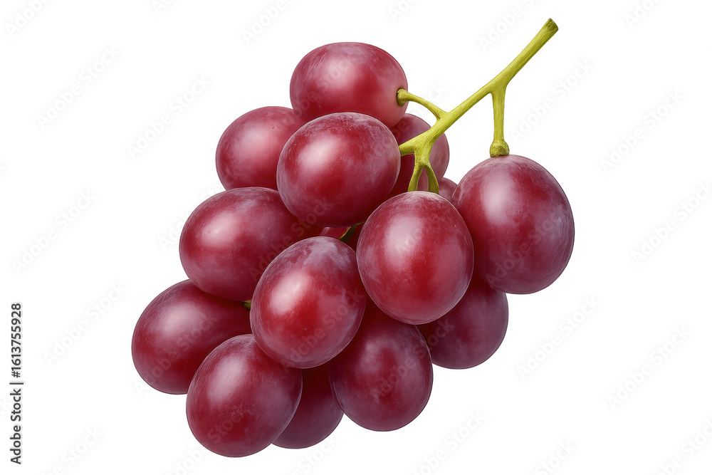 Fototapeta premium Bunch of fresh red grapes hanging on transparent background
