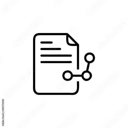 Outline icon a document with connected circles representing sharing graphic symbol