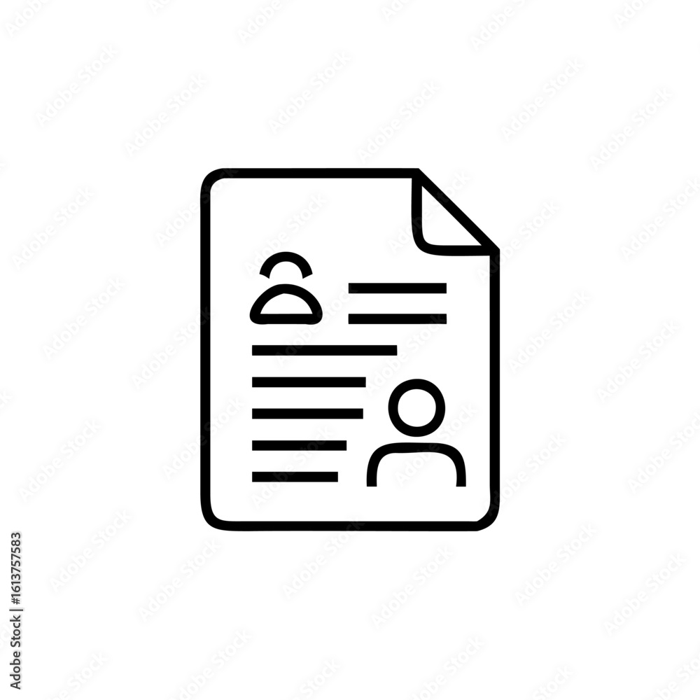 Outline icon a document with text person symbol profile Outline icon a document with text person symbol profile