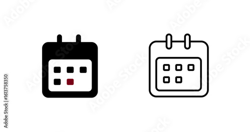 Calendar thin line icons set. Reminder organizer event signs. Calendar notification icons. Containing date, schedule, appointment, agenda, organization, event,